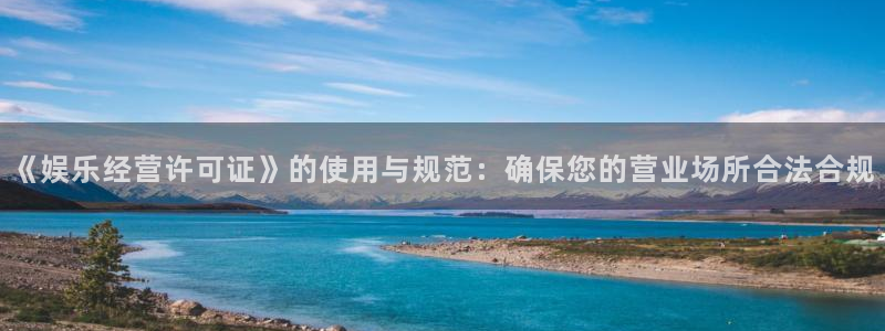 恒行5：《娱乐经营许可证》的使用与规范：确保您的营业场所合法合规